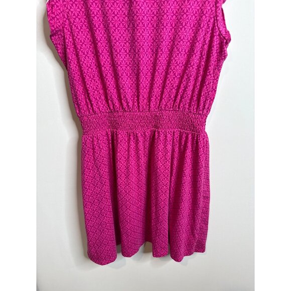 Loft Dress Womens L Pink Eyelet Ruffle Flutter Sleeve Fit Flare Boho Cottagecore - Picture 12 of 12